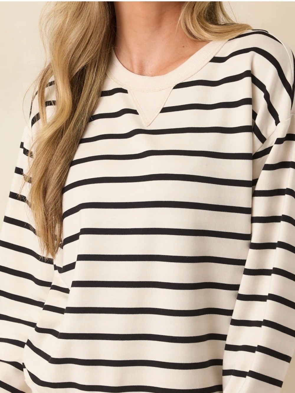 Z SUPPLY LIGHT BEIGE STAND OUT STRIPED MODAL SWEATSHIRT size small